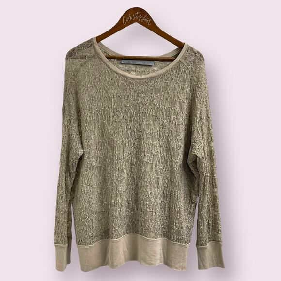 Raquel Allegra Lace Top Beige Semi Sheer Size 1 - Picture 1 of 9